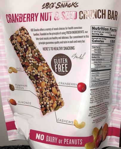 180 Snacks Fruit Nut & Seed Crunch Bar 1 Pack, 5 Snack Bars