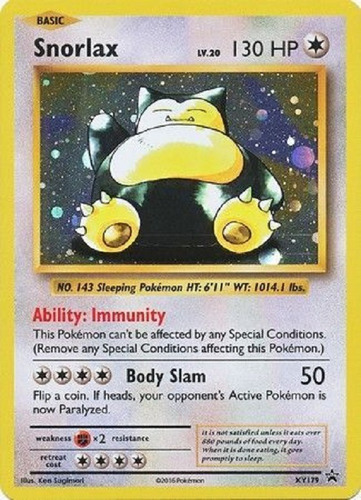 Snorlax Xy179 Promo Holo Raro Pokemon Tcg