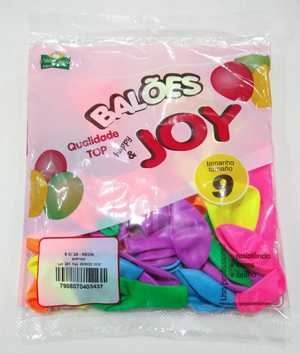 25 Balão Bexiga Joy N°9 - Cores Neon (ler Descrição) Cor Sortido
