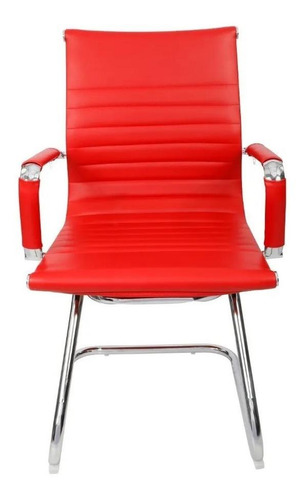Cadeira de escritório Tutto Home Interlocutor baixa Charles Eames Esteirinha  vermelha com estofado de couro sintético