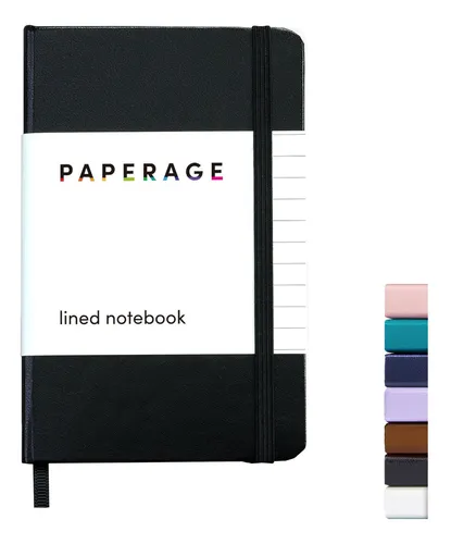 Libreta De Bolsillo Con Rayas Paperage, 1 Paquete, (negro),