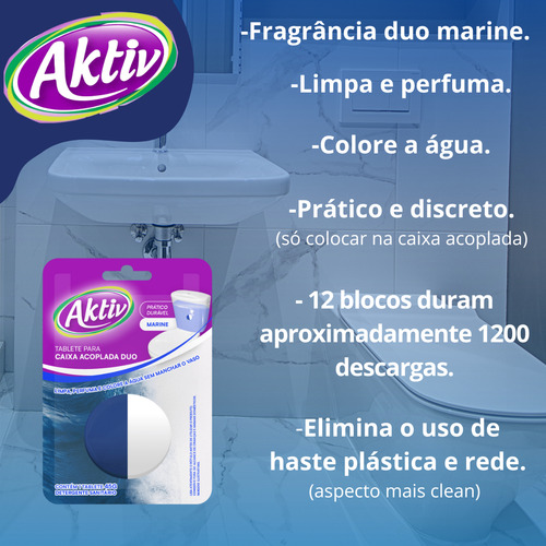 12 Bloco Caixa Acoplada Sanitário Tablete 45g Duo Marine Aktiv