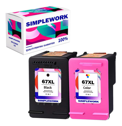 Cartucho De Tinta 67xl Negro Combo Para Hp Ink 67 Xl Para