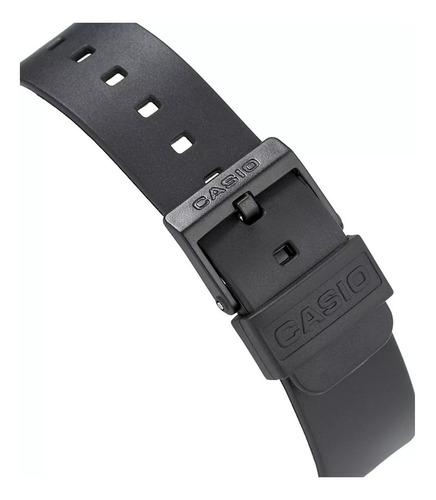 Reloj de pulsera Casio Collection MQ-24 de cuerpo color negro, analógico, fondo negro, con correa de resina color negro, agujas color blanco, dial blanco, minutero/segundero blanco, bisel color negro y hebilla simple