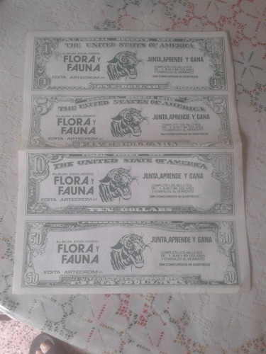 Plancha Figuritas Flora Y Fauna Vale 4 Billetes Artecrom