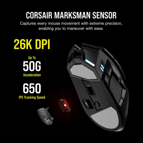 Mouse Sem Fio Para Jogos Corsair Darkstar Rgb 26.000 Dpi