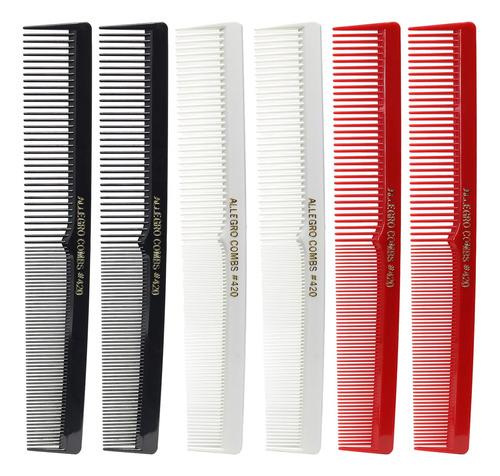 Juego De Peines Allegro Combs #420 Negro/blanco/rojo 6 Pzs