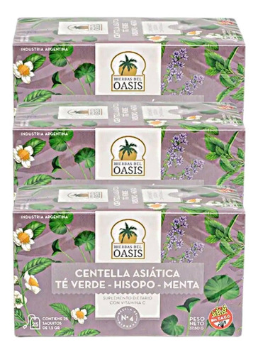 Mezcla Anti Celulitis, Centella, Te Verde Oasis - 3 Unidades