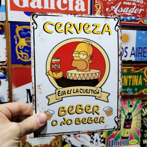 Cartel Chapa Homero Simpson Cerveza Vintage Apto Exterior