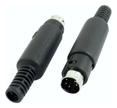 Plug Mini Din Macho 5 Pinos Kit Com 2 Peças - Nf-e Cor Preto