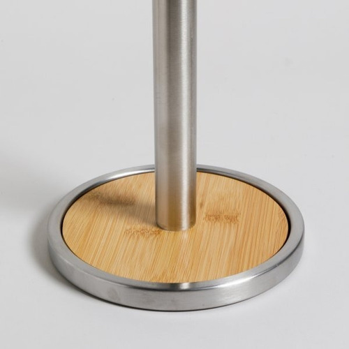 Porta Rollo De Cocina Acero Inoxidable Y Bambú 33x15cm Acero