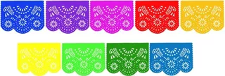 Decoración Papel Picado Arcoíris 10 Tiras 5.50 M Tira