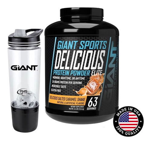 Giant Sports Delicious Elite Protein Powder 5 Lbs / 63 Serv. Sabor Salted Caramel Shake