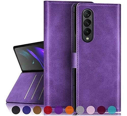 Funda Para Samsung Galaxy Z Fold 3 Cuero/bloqueo Rfid/violet