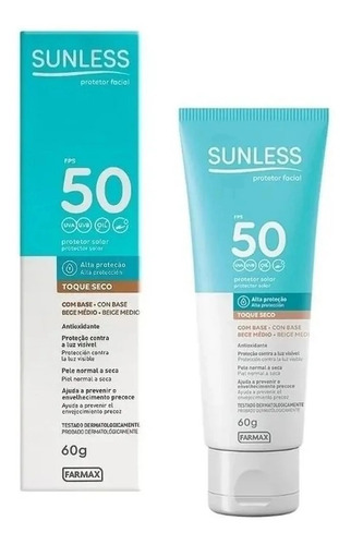 Kit Com 4 Protetor Solar Facial Bege Med Fps50 60g Sunless