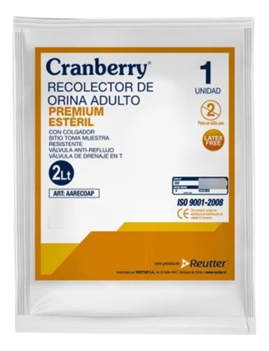  Recolector Orina Adulto Premium 2 Lt  Cranberry Deltamed