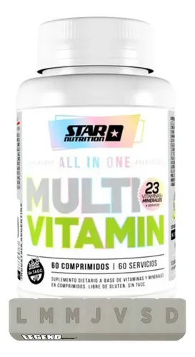 Multivitamin All In One X60 Caps - Star Nutrition Sabor Sin Sabor + Pastillero Legend