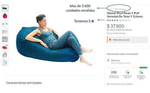 Imagen 2 de 10 de Oferta! Pouf Peras Variedades Telas Y Colores Con Perlas!