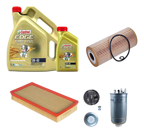 Kit 3 Filtros P/ Bora Tdi Castrol Edge 5w40 Turbo Diesel 5lt