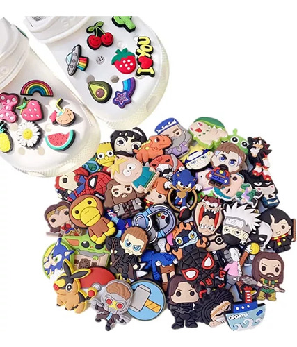 100 Pins Botons Para Crocs Aleatório (saldão) Kit Com Marvel