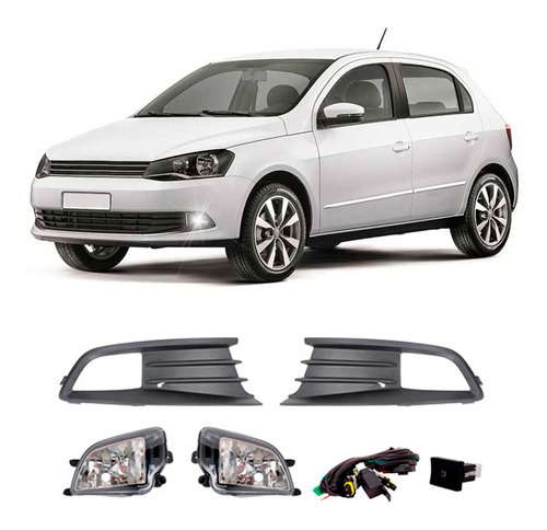 Kit Farol Milha Vw Gol G6 2013 A 2016 Neblina Auxiliar Botão