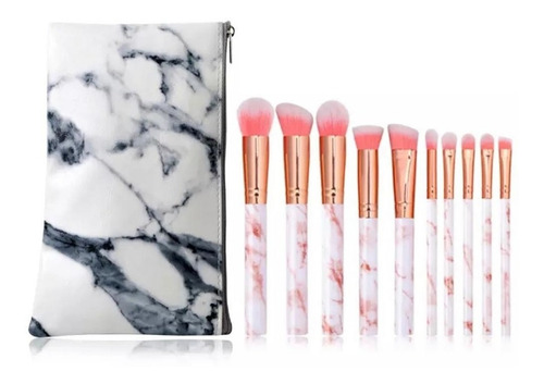 Imagen 3 de 10 de Set Maquillaje 10 Brochas Rostro Ojos Con Estuche Clicshop