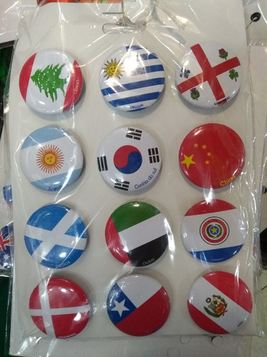 Imagem 3 de 5 de Cartela De Bottons Bandeiras | Broches | Pins | Customização