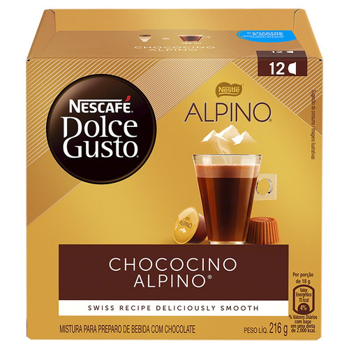 Chococino em Cápsula Alpino Nescafé Dolce Gusto Caixa 216g 12 Unidades