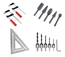 Comprar Kit Carpintería Escuadra + Sargentos + Avellanadora + Fresas