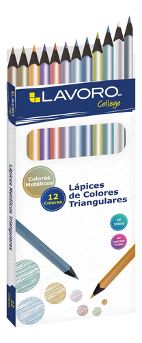Lápices De 12 Colores Metálicos De Madera Metálicos Lavoro