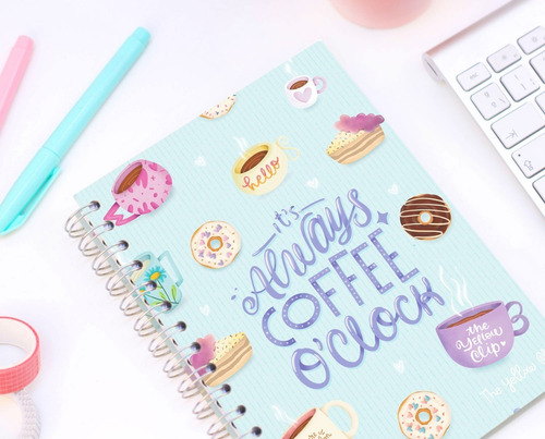 Libreta Espiral Pasta Dura Con Stickers, Tipo Bullet Journal