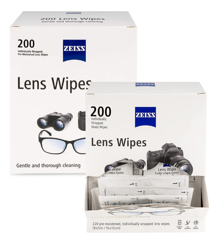 240 Paños Húmedos Zeiss Toallitas Limpieza Gafas Lentes Cámara Pantallas Lens Wipes