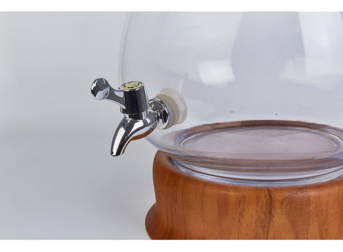 Dispenser Juguera Vidrio Bebidas 8,5 Litros Base Madera Transparente
