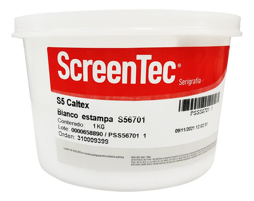 Tinta Blanco Estampa Caltex Para Serigrafia Fondo Oscuro 1kg