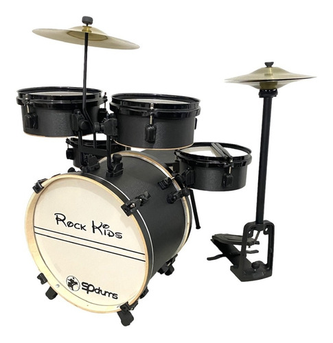 Bateria Musical Infantil Rmv Rock Kids Preto Pedal Prato