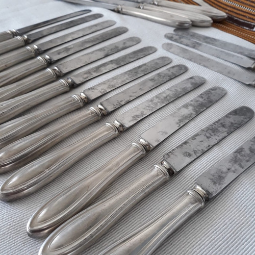 18 Facas De Sobremesa, Silver-plate Anos 1930 Vintage