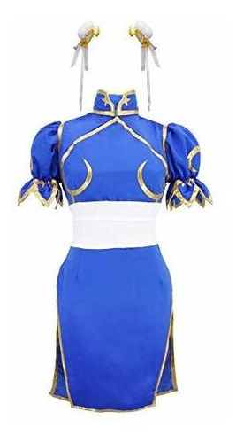 Disfraz Luchadora Juego Azul Avec Accessories Cabello Y Cinturón