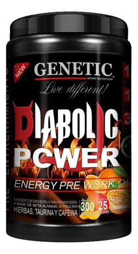 Pre Work Diabolic Energia Taurina + Cafeina - Genetic Sabor Multifruta