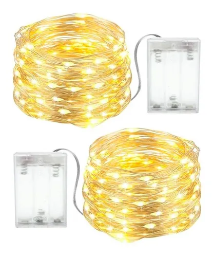 Pack X4 Guirnaldas Luciernagas 2m 20 Led Calida A Pila Luz Led