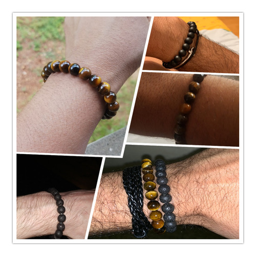 Pulsera De Perlas Con Forma De Ojo De Tigre De 8 Mm, Ajustab