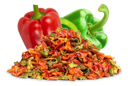 Mezcla De Pimientos Morrones Rojos Y Verdes Secos Deshidrata
