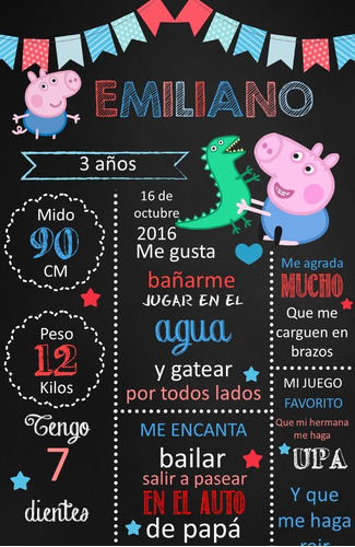 Pizarra Poster George Pig Editable