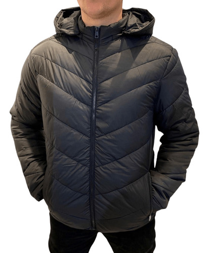 Campera Inflada Para Hombre Gris , Negro, Caballero Ebk ®