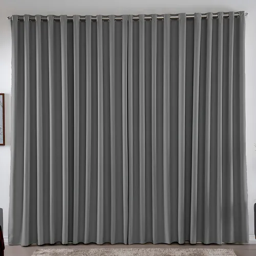 Cortina 2,00x1,80 Metros Blackout Blecaute Cinza Corta Luz Em Tecido Grosso Para Quarto E Sala Texfine