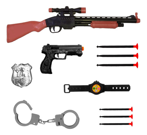 Kit 2 Lançadores De Dardos Rifle Pistolas Nerf E Algemas