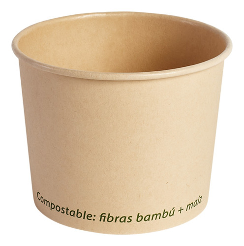 Envase Nevero 12 Oz Fibra Bambú Biodegradable 50 Piezas Beige
