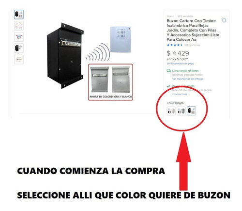 Imagen 5 de 8 de Buzon Cartero Con Timbre Inalambrico Para Rejas Jardin, Completo Con Pilas Y Accesorios Sujeccion Listo Para Colocar Aa