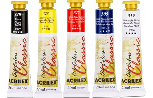 Pintura Al Óleo Acrilex 20ml Pack De 6 Unidades