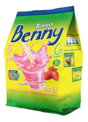 Saborizant Leche Sin Gluten Zero Turbo Benny Frutilla 200 Gr