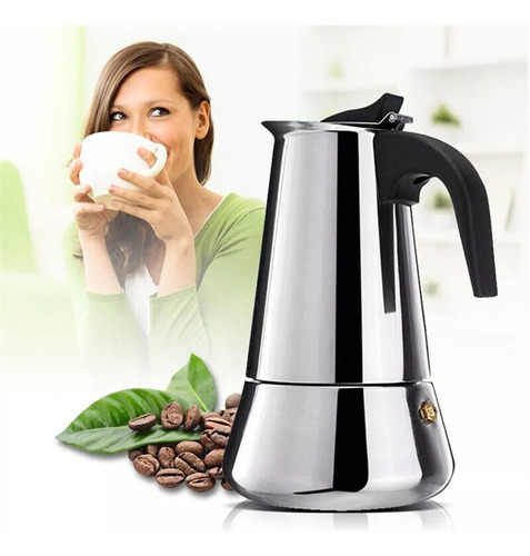 4/6 Tazas De Moka Espresso Italiano Top De Acero Inoxidable